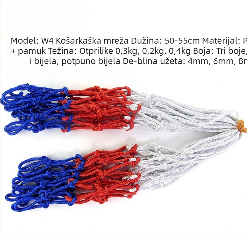 Košarkaška mreža od poliestera za standardnu obruč, vanjska otporna na habanje i UV zaštita