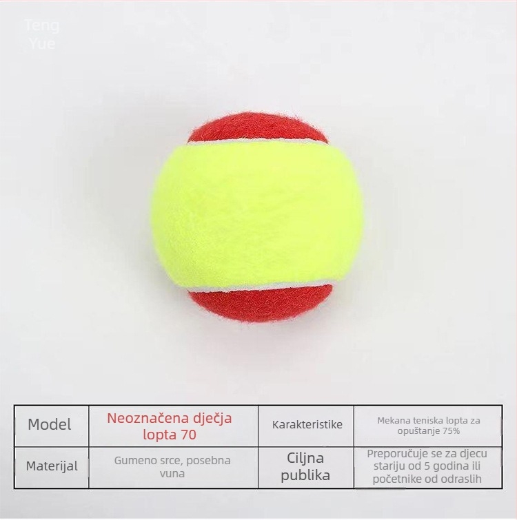 Dječja gumena loptica za treniranje tenisa s ispisanim logom, prilagodljiva, za stolni tenis i beach tenis