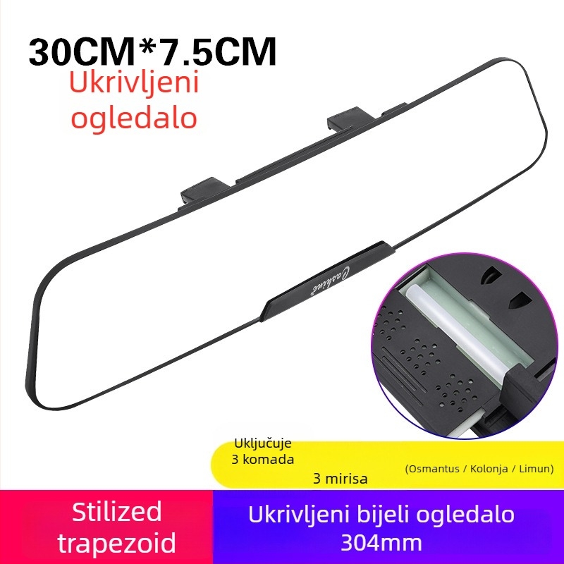 Unutarnje retrovizor za automobil sa širokim vidnim poljem i premazom protiv odsjaja