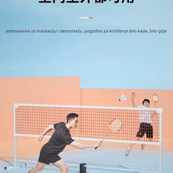 Mreža za badminton i nosač, čelični okvir, marka Double talent, pogodno za stolni tenis i badminton