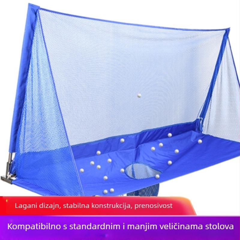 Prijenosni stalak za lopte za stolni tenis sa mrežom za sakupljanje, skupljač više lopti, kompaktnog dizajna