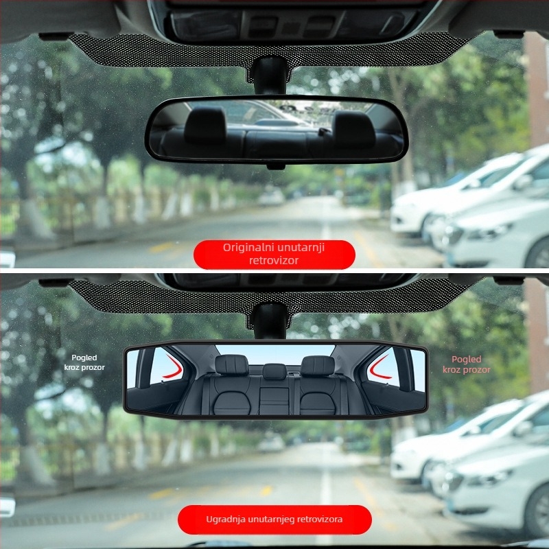 Unutarnji retrovizor automobila s širokim vidnim poljem i antiodsjajnom refleksijom