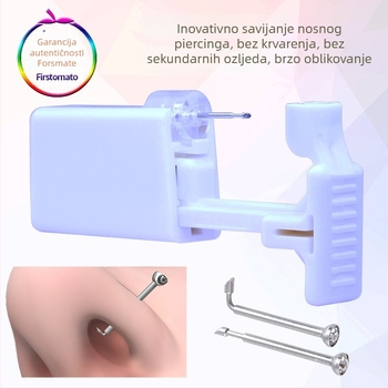 Piercing nosa sa cirkonom, metalna konstrukcija, 24K čistoća, jednokratna sterilna ambalaža