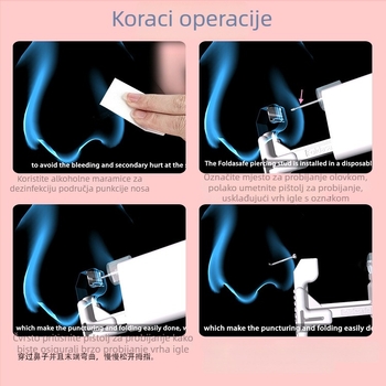 Piercing nosa sa cirkonom, metalna konstrukcija, 24K čistoća, jednokratna sterilna ambalaža
