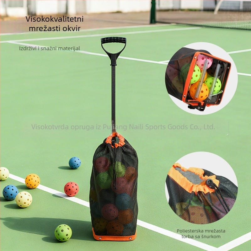 Picker za pickleball lopte, Oxford tkanina + željezna cijev + mreža, Prijenosni zbirac lopti, Višenamjenski, Prilagodljiv logotip