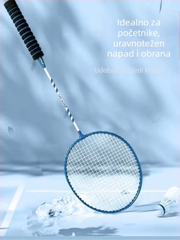 Set reketa za badminton, 6 komada, okvir od karbonsko-aluminijske legure, vlaknaste žice, težina 95–100 g, ekstra tvrdo