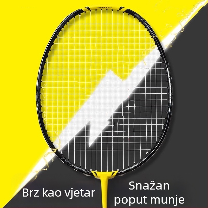 Raketa za badminton — Karbonsko vlakno okvira; Težina 80–84 g; Direktni udarac; Debljina drške: G5; Krutost šipke: Umjerena (Karbonsko vlakno okvir, 80–84 g, Direktan udarac, Debljina drške G5, Krutost šipke Umjerena)