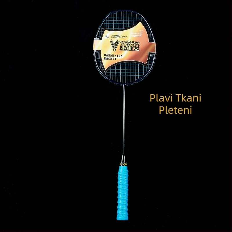 Raketa za badminton YAVCK — karbonsko vlakno; težina 80–84 g; debljina drške G4; tvrd štap; najlon struna; namijenjeno amaterima