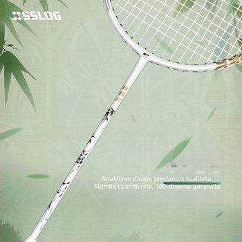 Badminton reketa ultra lagana, jednoplošna konstrukcija od aluminijske legure, najlon žice, težina 95-100 g, debljina držača G-5, tip udarca: direktan, za amatere, juniore i srednje napredne