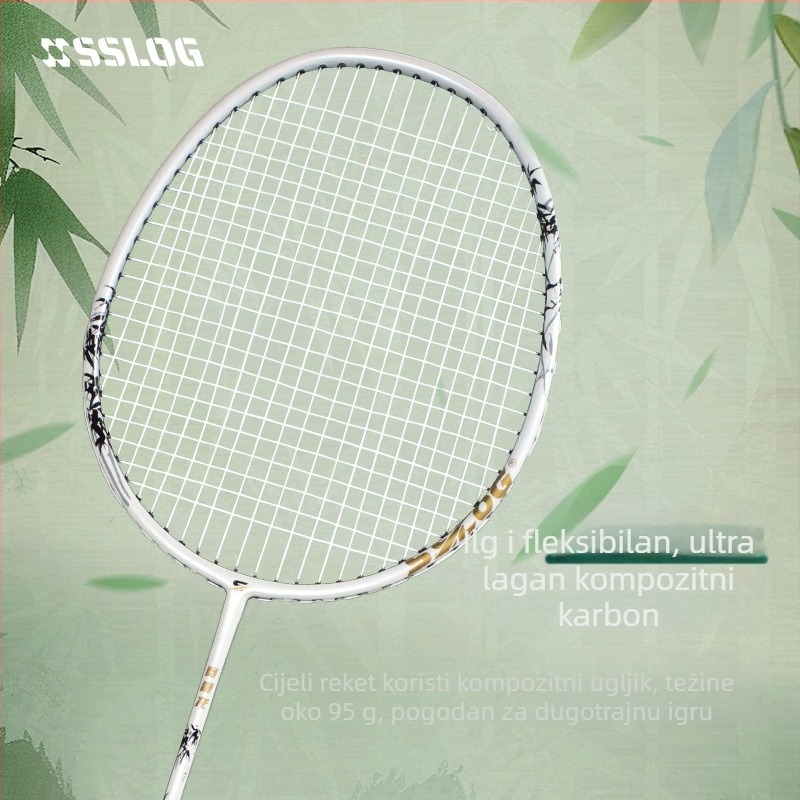 Badminton reketa ultra lagana, jednoplošna konstrukcija od aluminijske legure, najlon žice, težina 95-100 g, debljina držača G-5, tip udarca: direktan, za amatere, juniore i srednje napredne