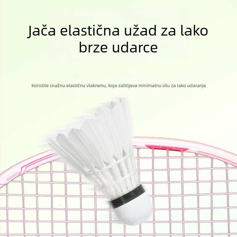 Raketa za badminton – okvir od karbonskih vlakana, težina 75–79 g, vodoravni udarac, debljina drške G5