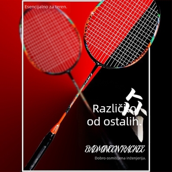 Regail dvostruka karbonska raketa za badminton, okvir od karbonskog kompozita, težina 95–100 g, držač G4, vlakna svile za žicu, ofenzivno sve-u-jednom za odrasle