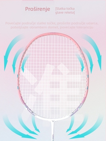 Varesi badminton reket – težina 95–100 g, okvir od vlaknastog stakla, direktan udarac, srednja čvrstoća, pogodan za badminton i tenis
