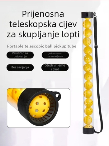 Višestruki koš za skupljanje tenis loptiica, ABS konstrukcija, perforirani dizajn sa 40 rupa, prijenosan i prilagodljiv.