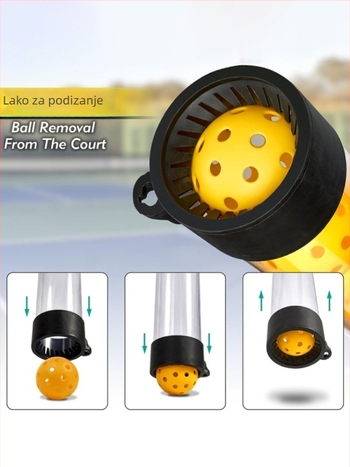 Višestruki koš za skupljanje tenis loptiica, ABS konstrukcija, perforirani dizajn sa 40 rupa, prijenosan i prilagodljiv.