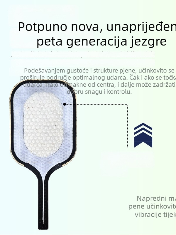Set pickleball palica od karbonskih vlakana — jezgro: honeycomb + pena, težina 230 g ± 8, površina: tkanasta tekstura, mat završnica, smanjenje buke