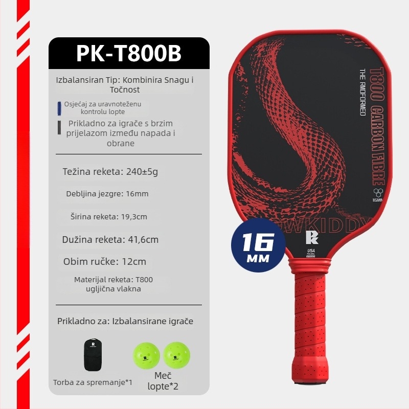 Davis pickleball paleta T800 od karbonskih vlakana, 240 g, ograničeno izdanje