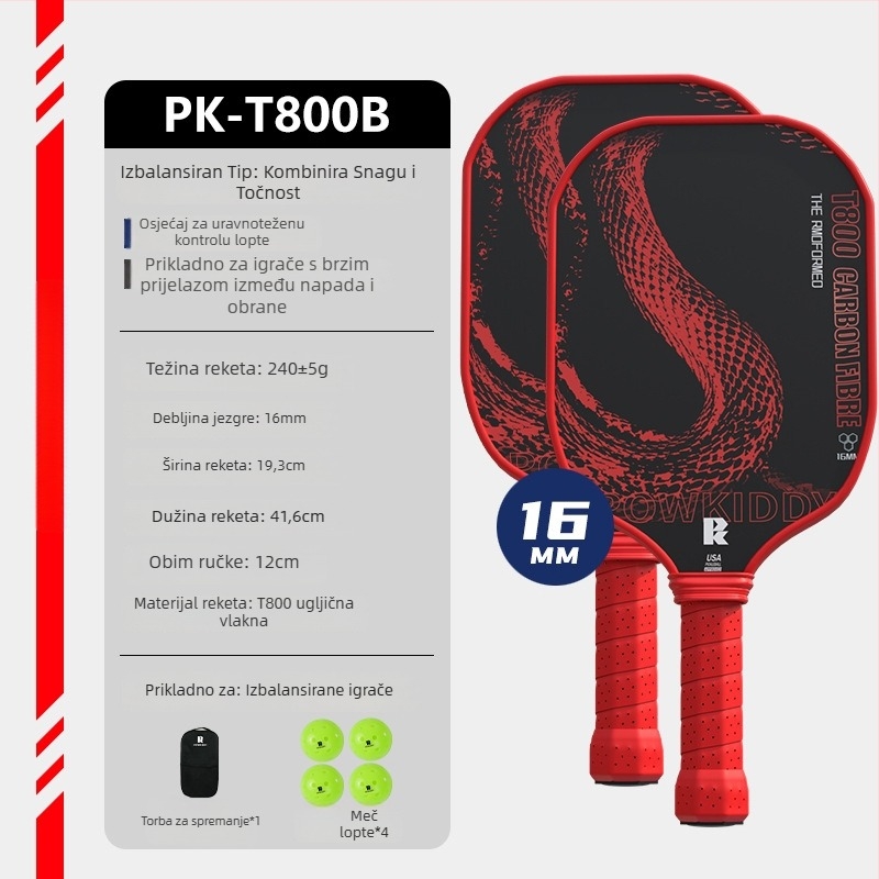 Davis pickleball paleta T800 od karbonskih vlakana, 240 g, ograničeno izdanje