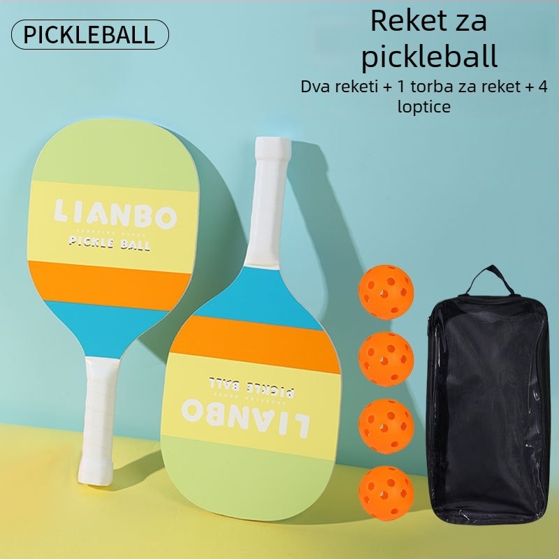 Drveni set pickleball reketa za djecu i odrasle — Lianbo, 700 g, karikatura dizajn plaže