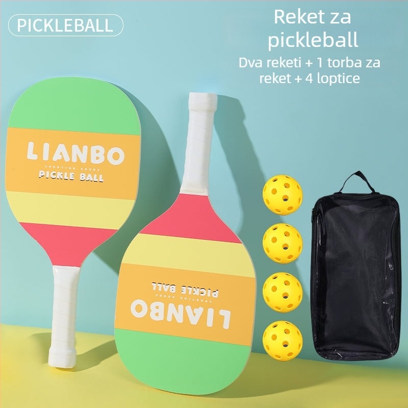 Drveni set pickleball reketa za djecu i odrasle — Lianbo, 700 g, karikatura dizajn plaže