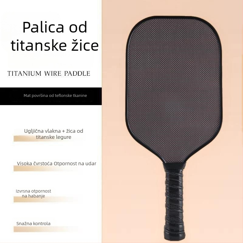 Pickleball paddle od titanskog vlakna i karbonskih vlakana, monolitna konstrukcija za vanjsku upotrebu