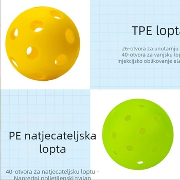 Vanjska pickleball lopta, PE materijal, 40 rupa, rotomoldirana, 24 g