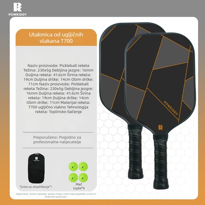 Pickleball raketa Devils od ugljičnih vlakana - 230 g