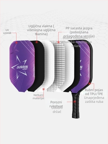 JUSAIN karbonska vlakna pickleball reketa – 230 g, za početnike i natjecanje