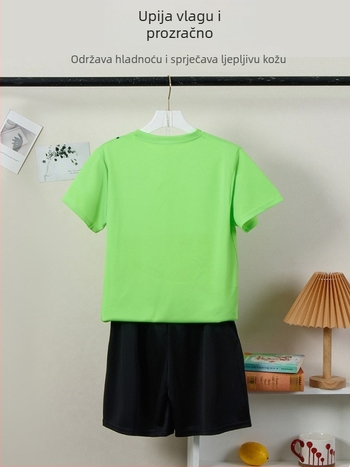 Unisex sportski set s kratkim rukavima, prugasti poliester, ljetna odjeća za tinejdžere 13–16 godina