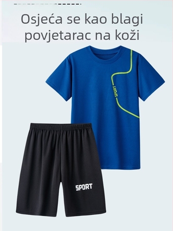 Unisex sportski set s kratkim rukavima, prugasti poliester, ljetna odjeća za tinejdžere 13–16 godina