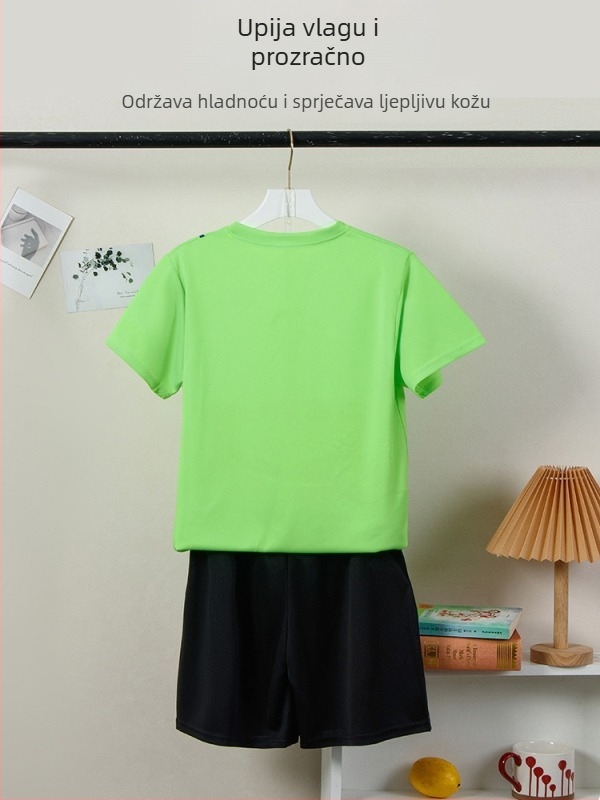 Unisex sportski set s kratkim rukavima, prugasti poliester, ljetna odjeća za tinejdžere 13–16 godina