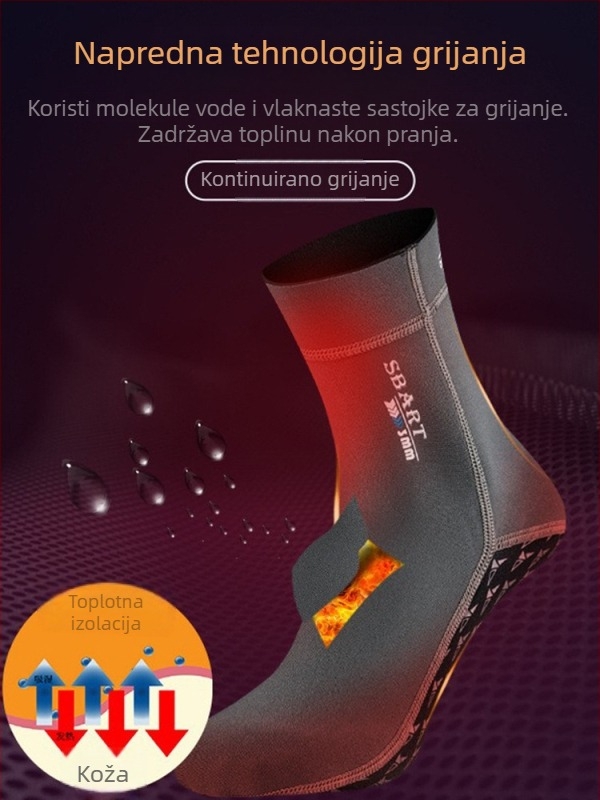 Sbart/Shabbat ronilačke čarape, 3 mm neopren, 90% neopren / 10% najlona, otporne na rezanje, protuklizne