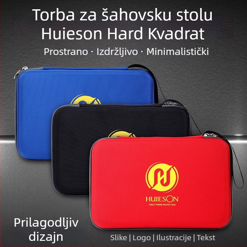 Torba za rakete za stolni tenis, kvadratično tvrdi kućište, Oxford tkanina, prilagođeni logotip, Huisheng/HuIESON marka, za stolni tenis