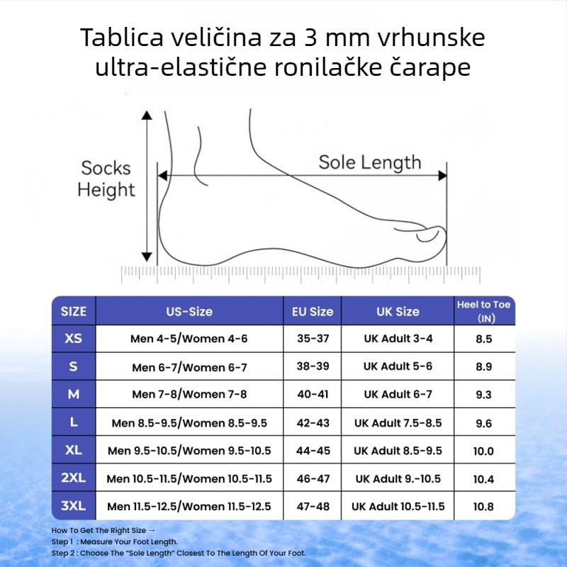 3 mm neoprenske čarape za podvodno ronjenje za odrasle – unisex, debele, protuklizne, otporne na habanje, za plažu i plivanje