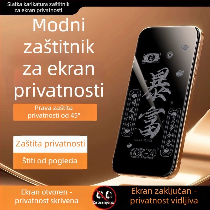 Prednji zaštitnik zaslona od kaljenog stakla s zaštitom privatnosti za iPhone 14 Pro Max – HD, cijeli zaslon, anti-gledanje, otporan na pad, prašinu otporan