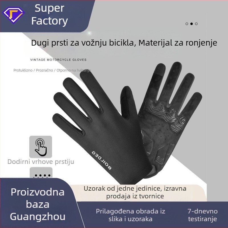 Boodun rukavice za vožnju biciklom – s punim prstom, tople, prozračne, protivklizne, s dodirnim zaslonom (Materijali: Suede, Neoprene, Silikon, Filling Sponge)