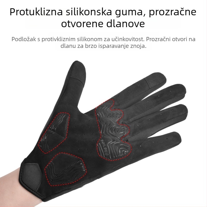 Boodun rukavice za vožnju biciklom – s punim prstom, tople, prozračne, protivklizne, s dodirnim zaslonom (Materijali: Suede, Neoprene, Silikon, Filling Sponge)