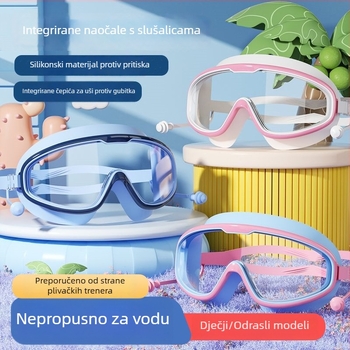 Dječje plivačke naočale, vodootporne, s anti-zamućenjem, velik okvir