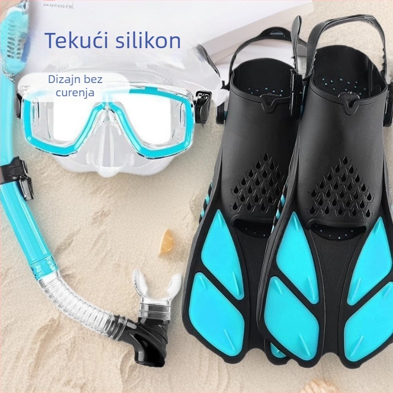 DOVOD Trodijelni set za šnorkanje: maska, snorkel i peraje – silikon i kaljeno staklo