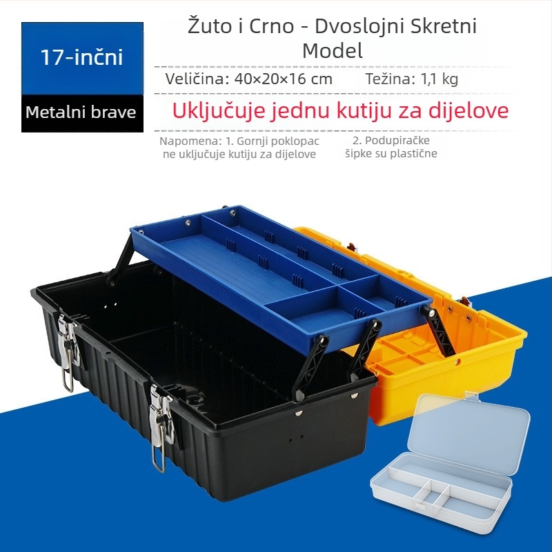Metalna kutija za alate, kompaktna kutija za pohranu, sklopiva s tri razine, industrijske klase, čvrsta, za montiranje na vozilo (Model ZsfcBjBD)