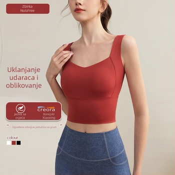 Song Station sportski grudnjak‑vest, 3/4 cupa, srednji oblik čašice, čvrste dvostruke naramenice, prozračan, push-up za ublažavanje udaraca, za trčanje i jogu