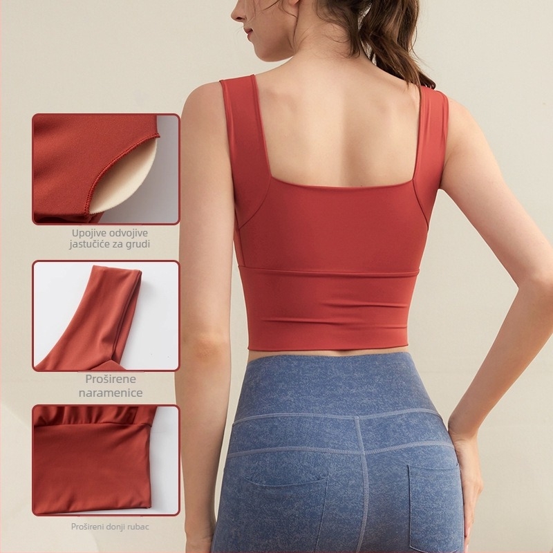 Song Station sportski grudnjak‑vest, 3/4 cupa, srednji oblik čašice, čvrste dvostruke naramenice, prozračan, push-up za ublažavanje udaraca, za trčanje i jogu