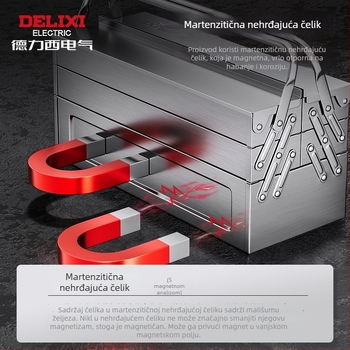 Delixi Electric kutija alata od nehrđajućeg čelika – prijenosna, trostupanjski sklopni nagibni dizajn za kuću i vozilo