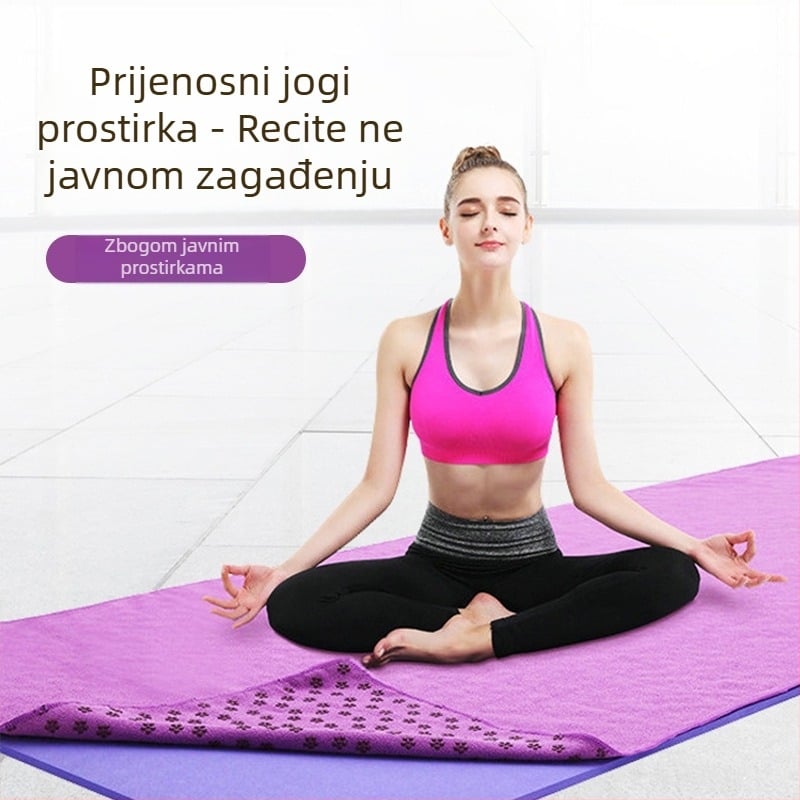 Joga podloga ručnik od svilenog vlakna, protuklizna, upija znoj, strojno pranje, tanka i prijenosna