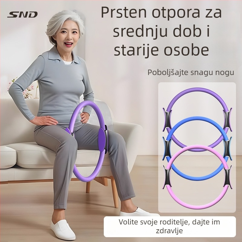 SND Pilates prsten za otpor mišića nogu, potpora bedara i joga kotač — staklena vlakna/TPE/NBR s PP zaštitnim poklopcem