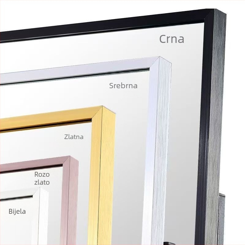 Prijenosno plesno ogledalo s kotačićima, aluminijski okvir, jednostavan stil, Yoga fitness mirror