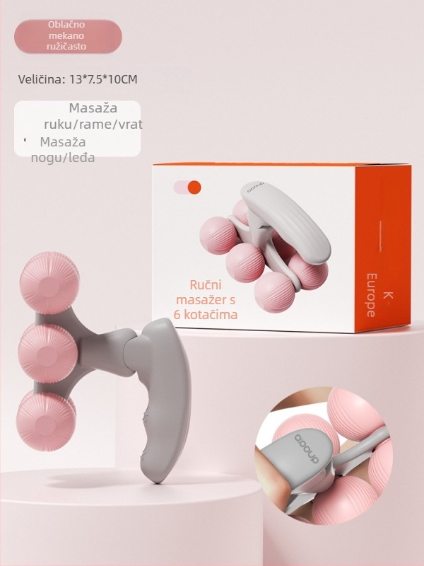 Prstenasti masažer za nogu, kompaktni ručni masažer s 6 kotačića za kućnu jogu i opuštanje (PP materijal, 250 g)