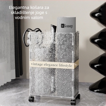 Regal za pohranu joga prostirke s kotačićima – Kapacitet 30–40 L – PET plast – Jednostavan i moderan dizajn