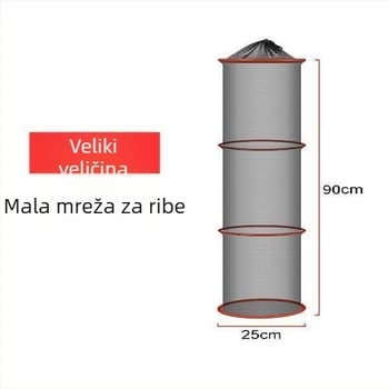 Fizeau mrežasta vrećica za male ribe, sklopa, prijenosna, ojačana mreža, anti-zamotavanje