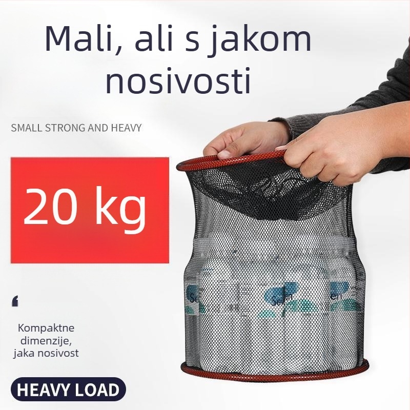 Fizeau mrežasta vrećica za male ribe, sklopa, prijenosna, ojačana mreža, anti-zamotavanje